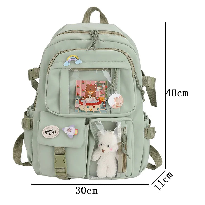 Travel Backpack Kawaii Style Multi-Pocket Waterproof outlet School Backpack in Beige