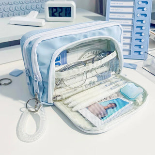 Shoppu Study Pastel Zip Large Capacity Study Time Pencil Case Stationery by The Kawaii Shoppu | The Kawaii Shoppu