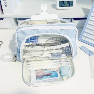 Shoppu Study Pastel Zip Large Capacity Study Time Pencil Case Stationery by The Kawaii Shoppu | The Kawaii Shoppu