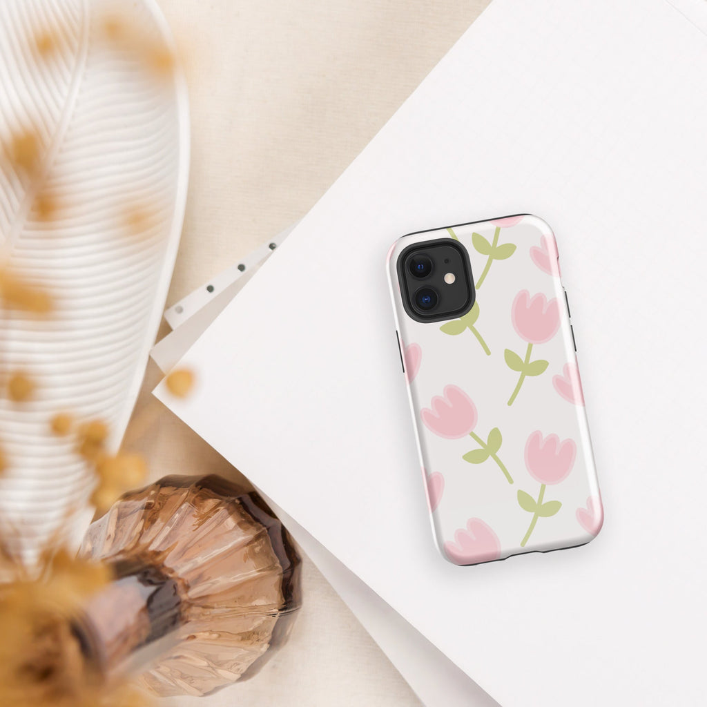 Shoppu Tulip Days Tough Phone Case for iPhone Glossy iPhone 12 mini by The Kawaii Shoppu | The Kawaii Shoppu