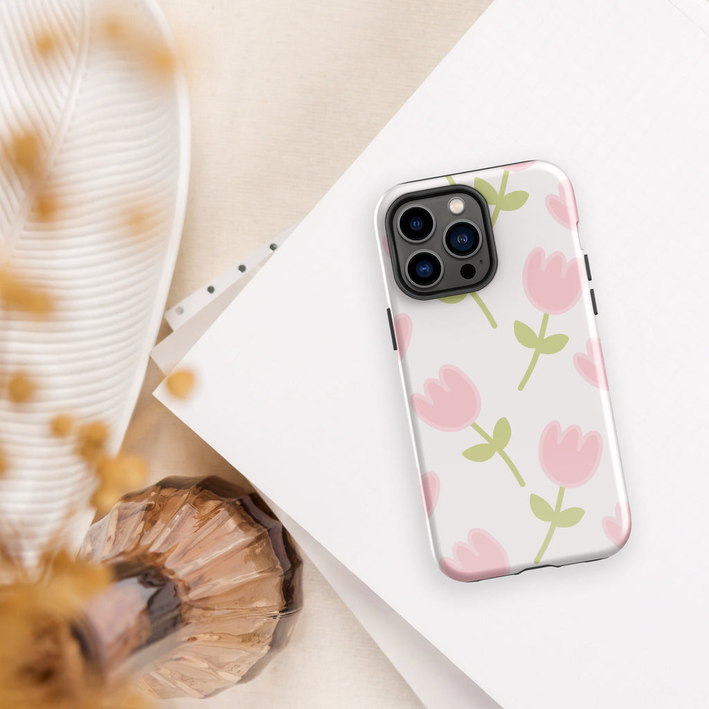 Shoppu Tulip Days Tough Phone Case for iPhone Glossy iPhone 14 Pro Max by The Kawaii Shoppu | The Kawaii Shoppu