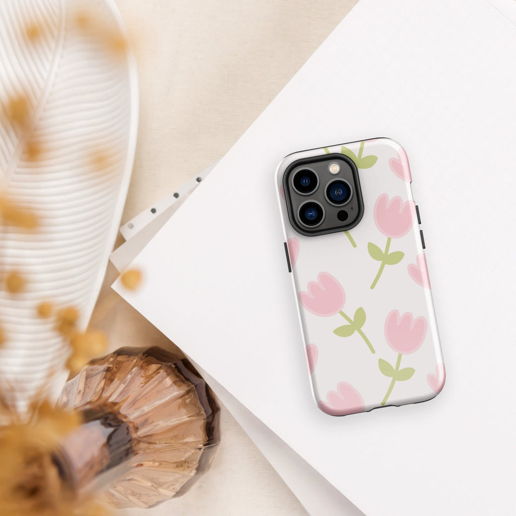 Shoppu Tulip Days Tough Phone Case for iPhone Glossy iPhone 14 Pro by The Kawaii Shoppu | The Kawaii Shoppu