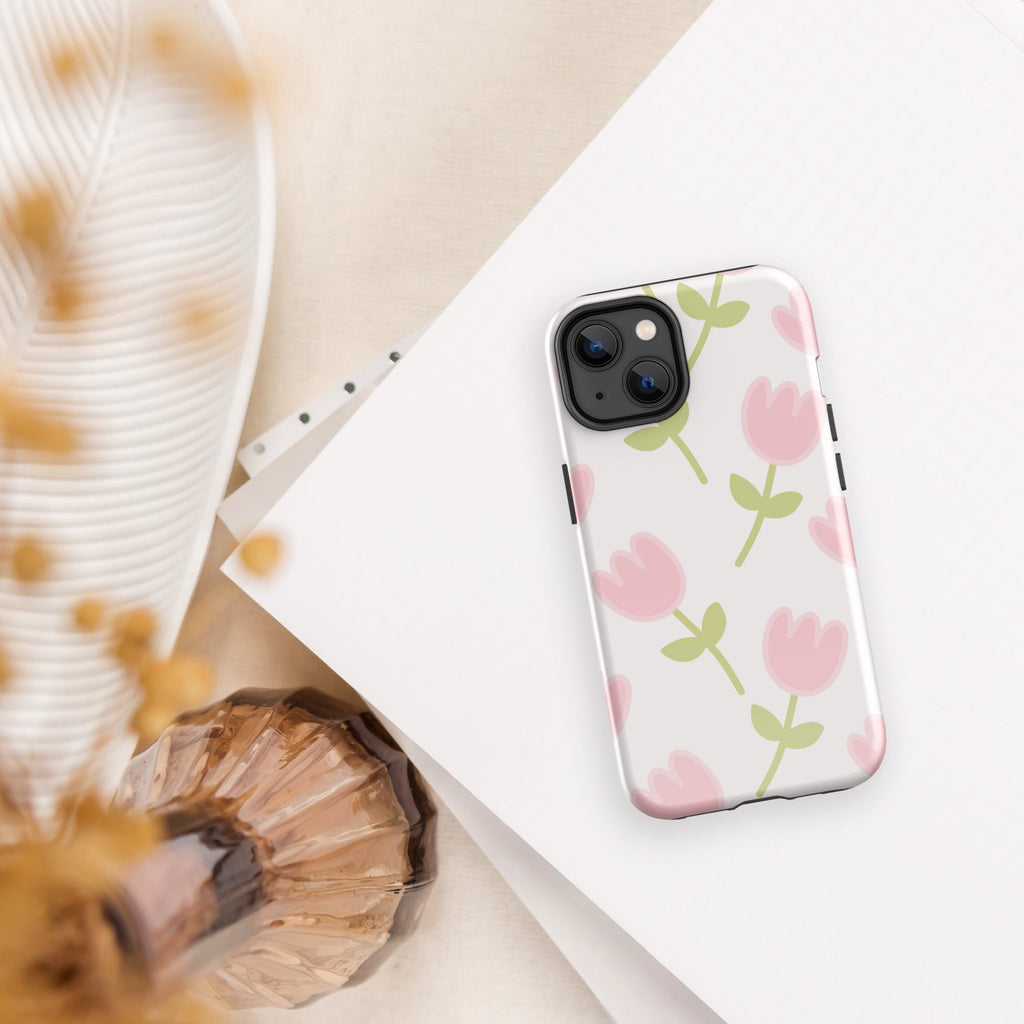 Shoppu Tulip Days Tough Phone Case for iPhone Glossy iPhone 14 by The Kawaii Shoppu | The Kawaii Shoppu