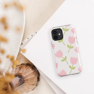 Shoppu Tulip Days Tough Phone Case for iPhone Matte iPhone 12 by The Kawaii Shoppu | The Kawaii Shoppu