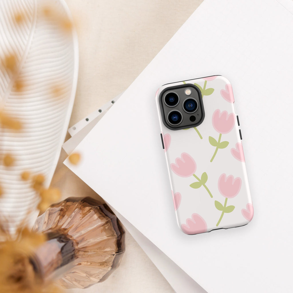 Shoppu Tulip Days Tough Phone Case for iPhone Matte iPhone 13 Pro by The Kawaii Shoppu | The Kawaii Shoppu