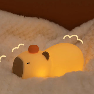Sleepy Cute Cartoon Capybara Silicone USB Rechargeable LED Night Light Warm Light Light by The Kawaii Shoppu | The Kawaii Shoppu