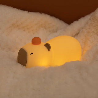Sleepy Cute Cartoon Capybara Silicone USB Rechargeable LED Night Light Warm Light Light by The Kawaii Shoppu | The Kawaii Shoppu