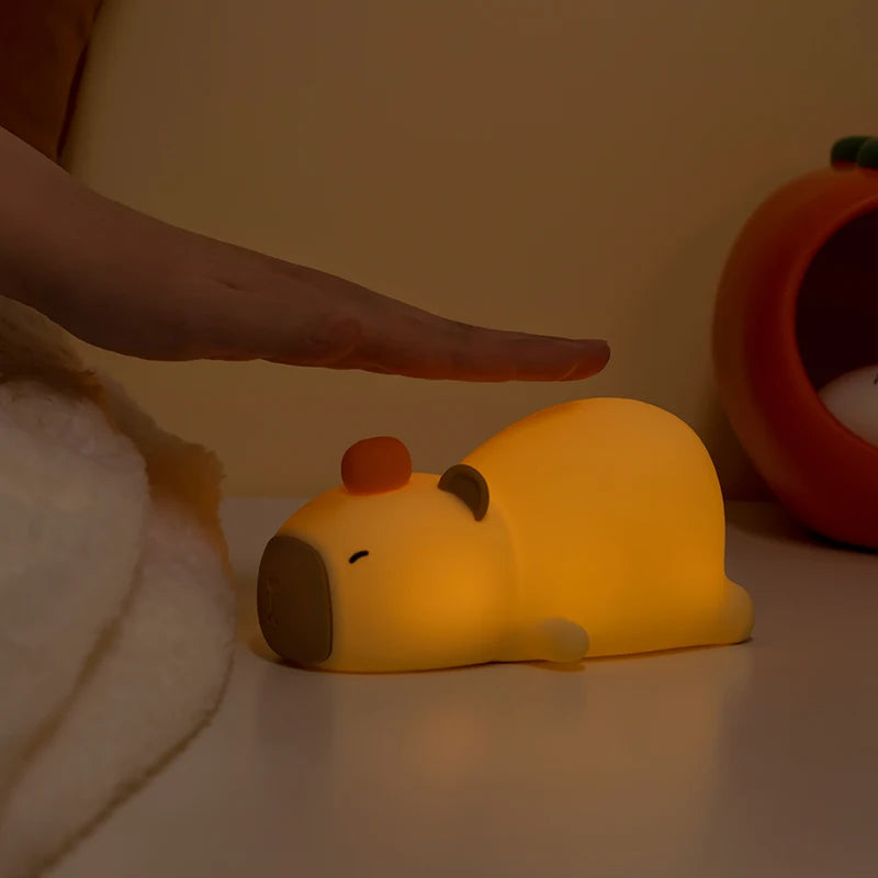 Sleepy Cute Cartoon Capybara Silicone USB Rechargeable LED Night Light Warm Light Light by The Kawaii Shoppu | The Kawaii Shoppu