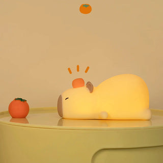 Sleepy Cute Cartoon Capybara Silicone USB Rechargeable LED Night Light Warm Light Light by The Kawaii Shoppu | The Kawaii Shoppu