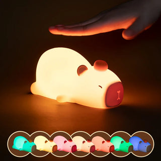 Sleepy Cute Cartoon Capybara Silicone USB Rechargeable LED Night Light Warm Light Light by The Kawaii Shoppu | The Kawaii Shoppu