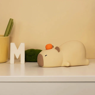 Sleepy Cute Cartoon Capybara Silicone USB Rechargeable LED Night Light Warm Light Light by The Kawaii Shoppu | The Kawaii Shoppu