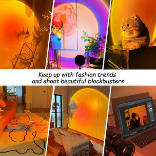 Smart Bluetooth Sunset Projector Lamp – 16-Color LED Rainbow Night Light