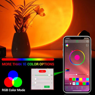 Smart Bluetooth Sunset Projector Lamp – 16-Color LED Rainbow Night Light