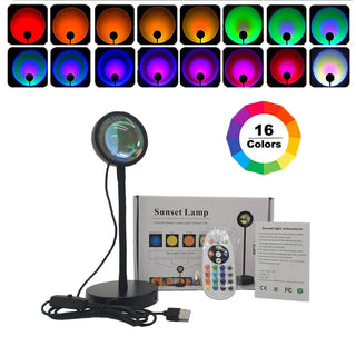 Smart Bluetooth Sunset Projector Lamp – 16-Color LED Rainbow Night Light