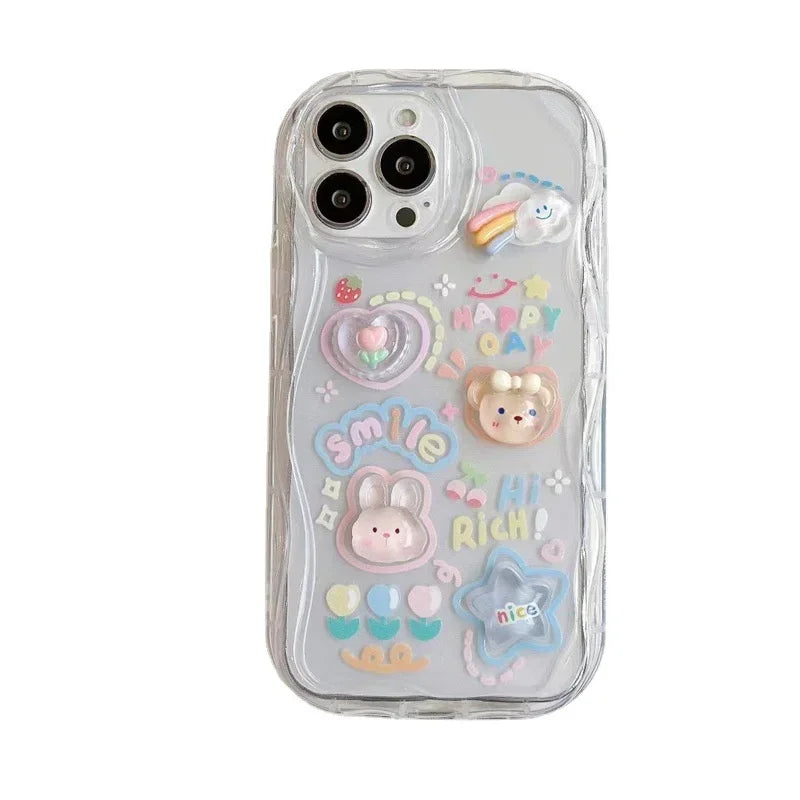 Smile Happy Day iPhone Cover with Charm Chain Lanyard Happy Bear Phone Cases & Covers by The Kawaii Shoppu | The Kawaii Shoppu