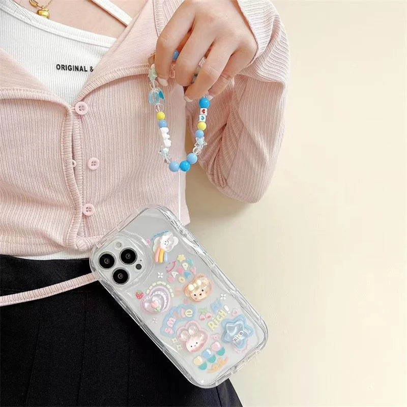 Smile Happy Day iPhone Cover with Charm Chain Lanyard Happy Bear Phone Cases & Covers by The Kawaii Shoppu | The Kawaii Shoppu