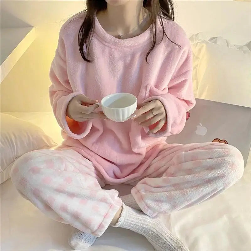 Soft Comfy Fleece Top and Plaid Bottom Pyjamas by The Kawaii Shoppu | The Kawaii Shoppu