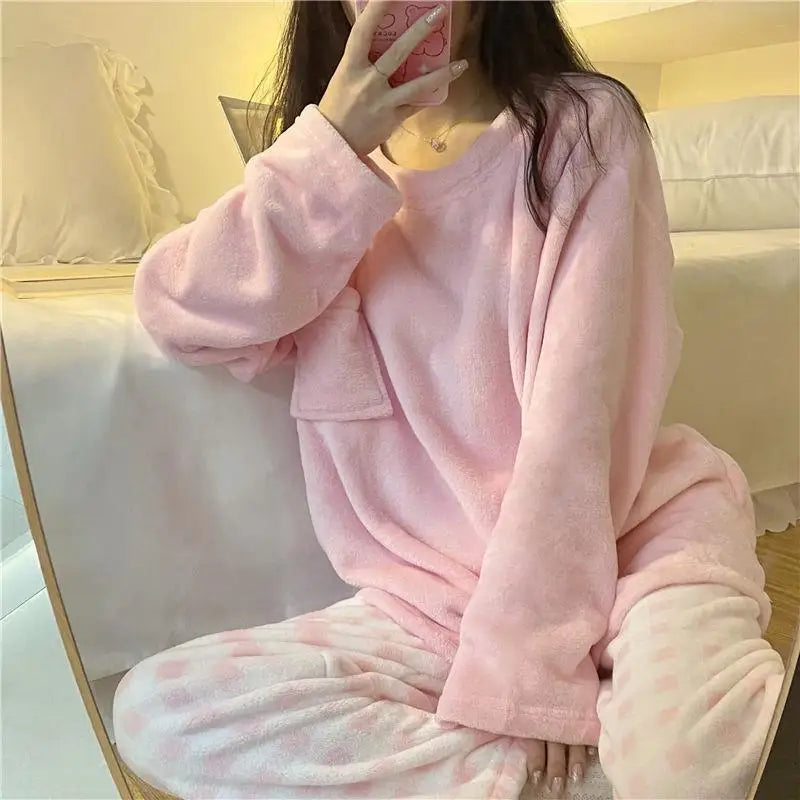 Soft Comfy Fleece Top and Plaid Bottom Pyjamas by The Kawaii Shoppu | The Kawaii Shoppu