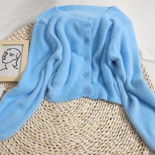 Soft Cozy Pastel Cardigan One Size Blue Clothing and Accessories The Kawaii Shoppu