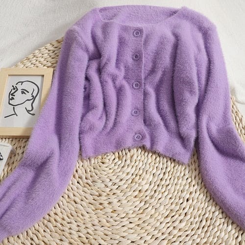 Soft Cozy Pastel Cardigan One Size Purple Clothing and Accessories The Kawaii Shoppu