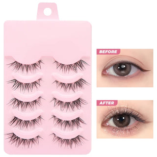Soft Cross Wispy 5 Pairs Natural Lashes