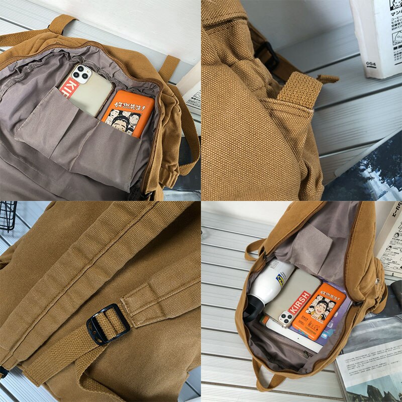 Solid Colour Retro Women Backpack Bags by The Kawaii Shoppu | The Kawaii Shoppu