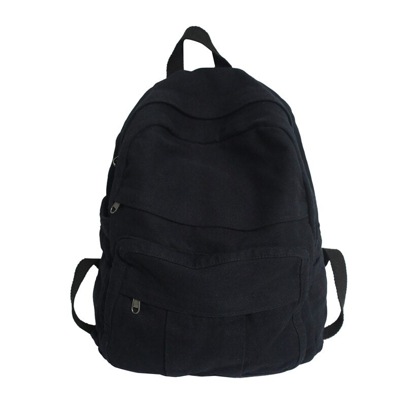 Solid Colour Retro Women Backpack black Bags by The Kawaii Shoppu | The Kawaii Shoppu