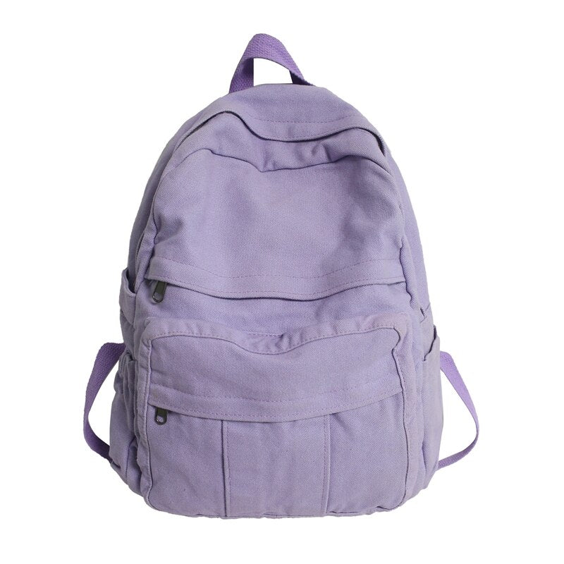 Solid Colour Retro Women Backpack purple Bags by The Kawaii Shoppu | The Kawaii Shoppu
