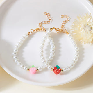 Strawberry Beaded Choker Necklace – Boho Y2K Summer Pearl Pendant