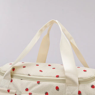 Strawberry Corduroy Travel Tote Bag Gym Bag Travel Bag with Shoe Compartment
