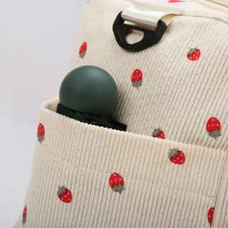 Strawberry Corduroy Travel Tote Bag Gym Bag Travel Bag with Shoe Compartment