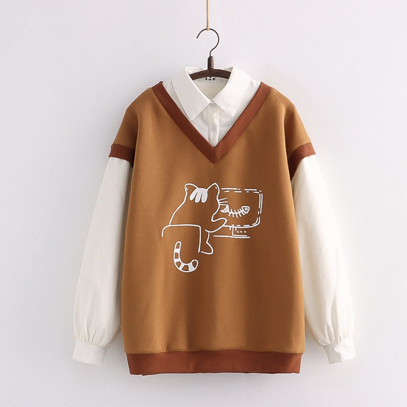 Study Cat Kawaii Fleece Vest Shirt One Size Clothing and Accessories by The Kawaii Shoppu | The Kawaii Shoppu