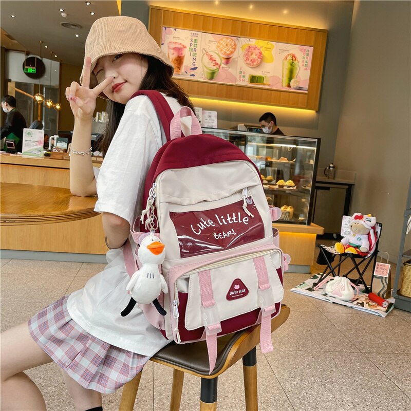 Study Hop Block Colour School Backpack Bags by The Kawaii Shoppu | The Kawaii Shoppu