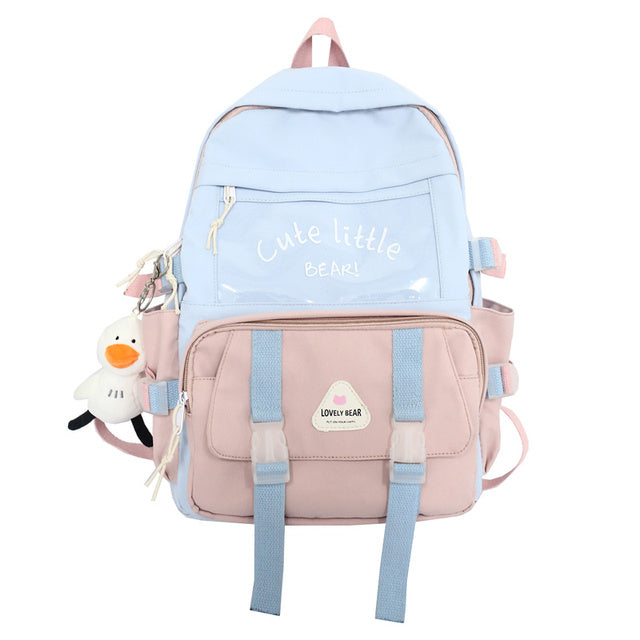 Study Hop Block Colour School Backpack blue Only Backpack Bags by The Kawaii Shoppu | The Kawaii Shoppu