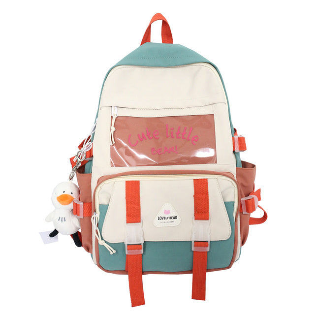 Study Hop Block Colour School Backpack green Only Backpack Bags by The Kawaii Shoppu | The Kawaii Shoppu