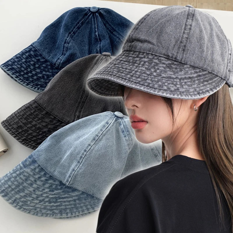 Summer Denim Sun Visor Korean INS Peak Cap Hat Adjustable Clothing and Accessories by The Kawaii Shoppu | The Kawaii Shoppu