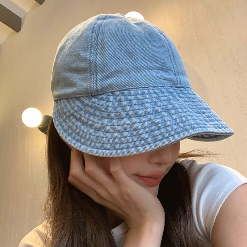 Summer Denim Sun Visor Korean INS Peak Cap Hat Adjustable Clothing and Accessories by The Kawaii Shoppu | The Kawaii Shoppu