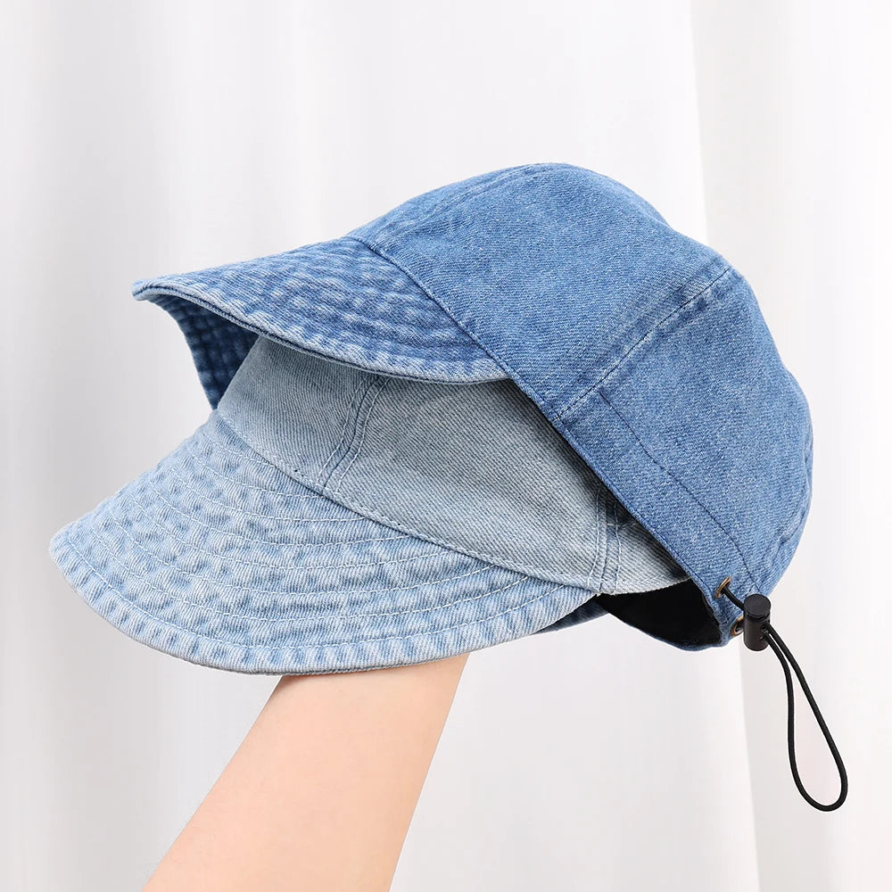 Summer Denim Sun Visor Korean INS Peak Cap Hat Adjustable Clothing and Accessories by The Kawaii Shoppu | The Kawaii Shoppu