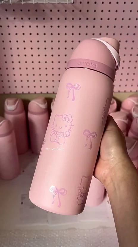 24oz Insulated Stainless Steel Water Bottle With Straw & Lid – Leakproof, Double Wall Vacuum, Wide Mouth, Pink White