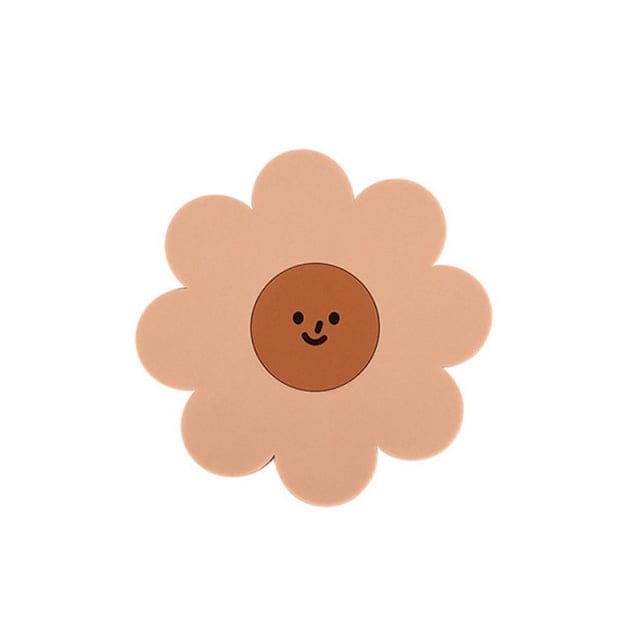 Sunflower PVC Heat Insulation Coaster Dark Khaki M Decor The Kawaii Shoppu