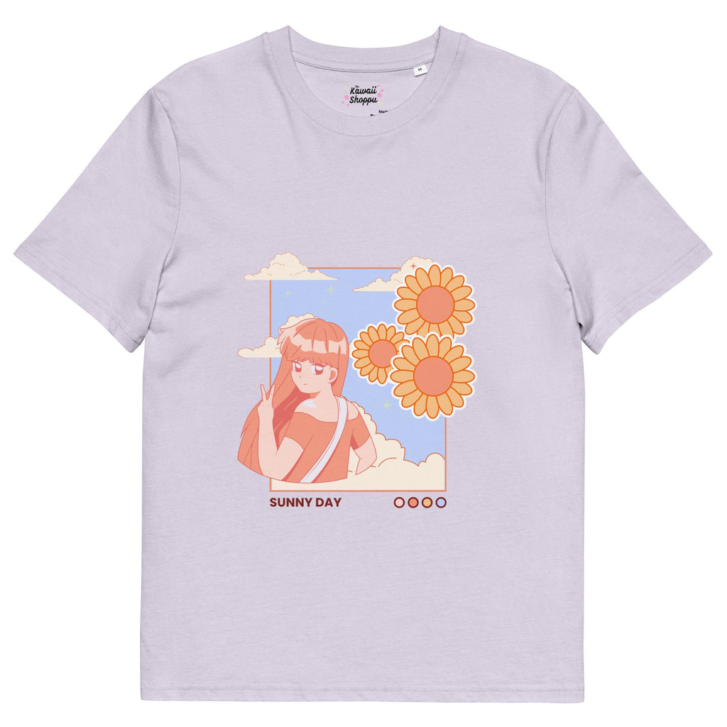 Sunny Day - Organic Cotton Kawaii Tee Lavender S by The Kawaii Shoppu | The Kawaii Shoppu