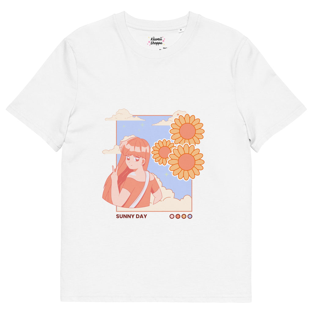 Sunny Day - Organic Cotton Kawaii Tee White S by The Kawaii Shoppu | The Kawaii Shoppu