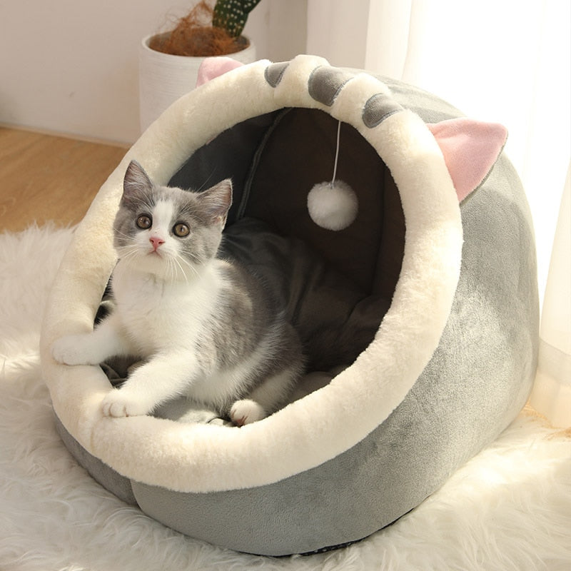 Sweet Cat Ear Bed Warm Pet Basket British Shorthair S (31X30X28cm) Pets by The Kawaii Shoppu | The Kawaii Shoppu