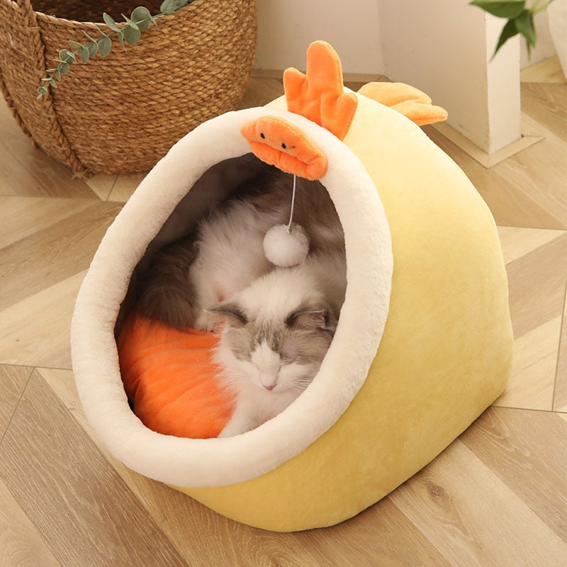 Sweet Cat Ear Bed Warm Pet Basket Chick S (31X30X28cm) Pets by The Kawaii Shoppu | The Kawaii Shoppu