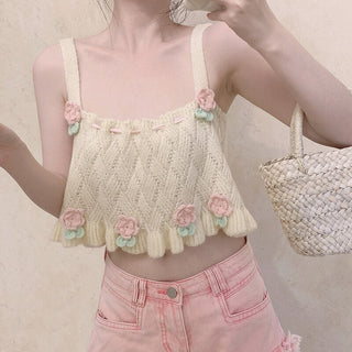Sweet Girl Retro Loose Knitted Crop Top One Size Clothing and Accessories by The Kawaii Shoppu | The Kawaii Shoppu