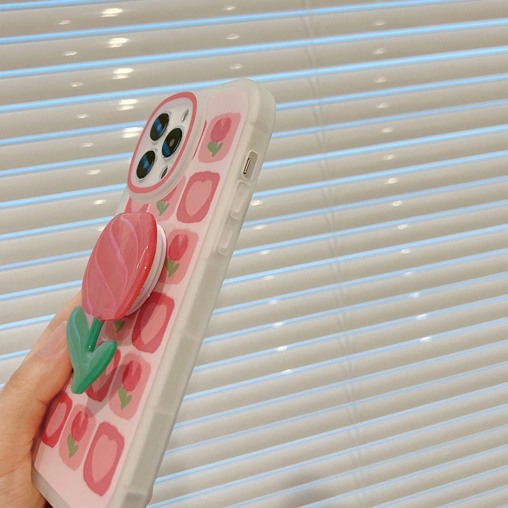 Sweet Girls Summer Tulip Stand Bracket Phone Case For iPhone Phone Cases & Covers The Kawaii Shoppu