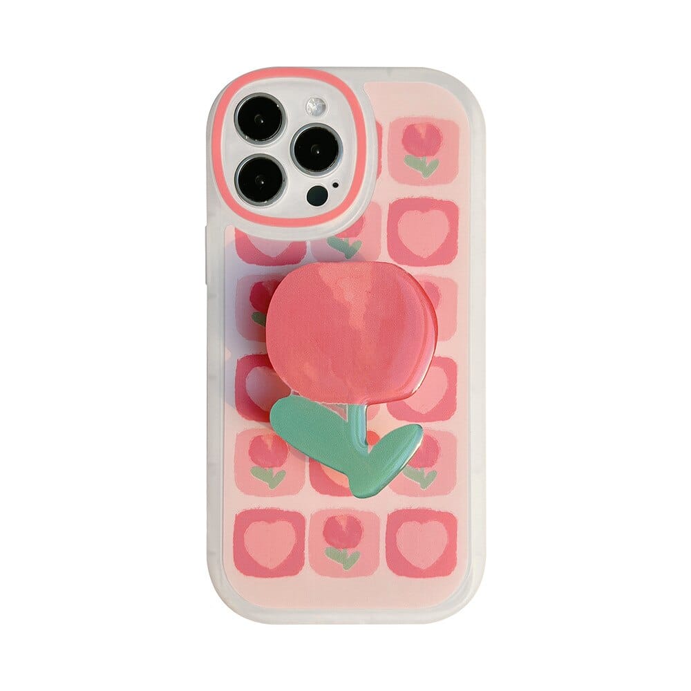 Sweet Girls Summer Tulip Stand Bracket Phone Case For iPhone Phone Cases & Covers The Kawaii Shoppu