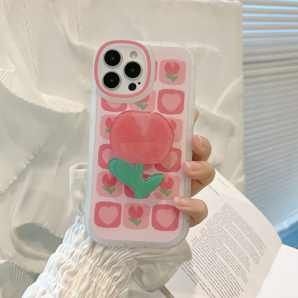 Sweet Girls Summer Tulip Stand Bracket Phone Case For iPhone Phone Cases & Covers The Kawaii Shoppu