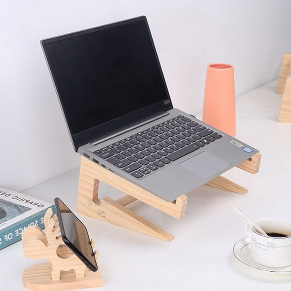 Sweet Minimal Wooden Laptop / Phone Desk Stand Furnishings The Kawaii Shoppu