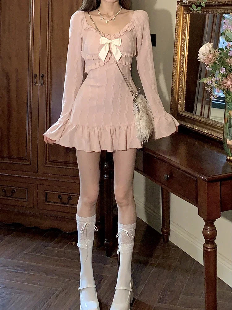Sweet Pink Y2K Mini Dress Pink / M Sweet Pink Y2K Mini Dress Pink / M